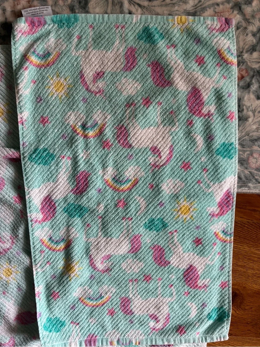 Unicorn and Rainbow towel and hand towel set